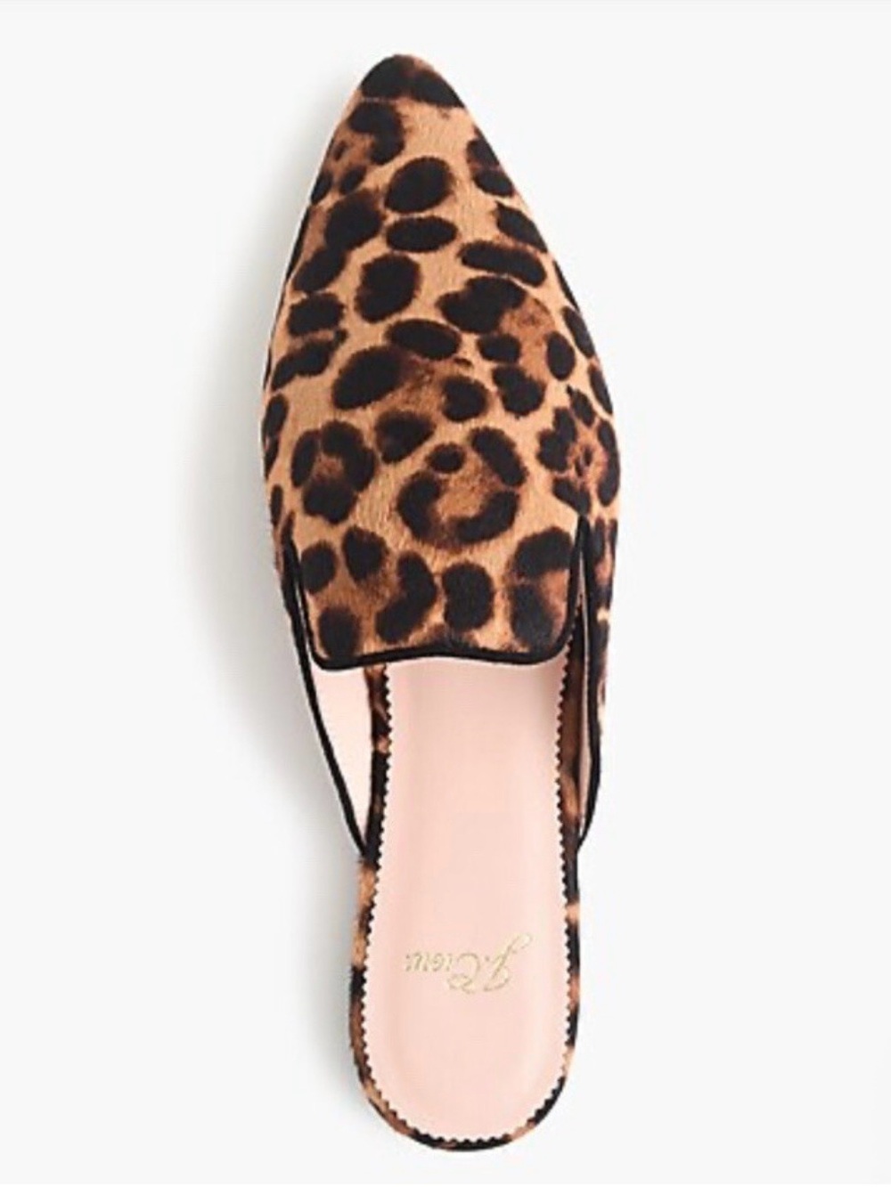 J Crew Leopard Print Calf Hair Marina Slip On Pointed Toe Mules Size 8